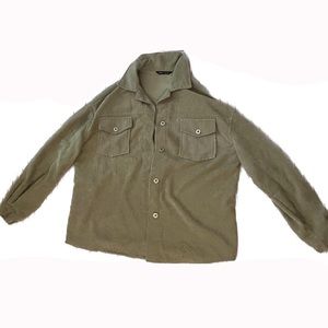 Army Green Corduroy Button Down Shacket💚